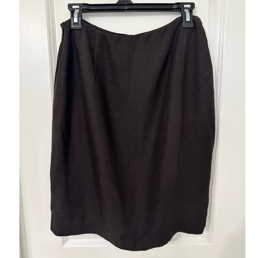 🖤✨ Ellen Tracy Linda Allard Black Linen Rayon Skirt Size 14 Preloved Chic 💅 - Picture 2 of 3